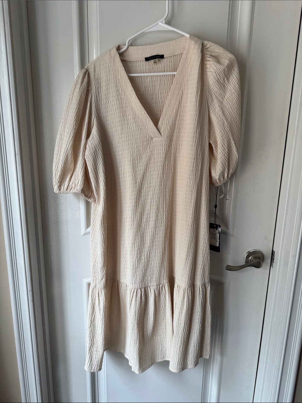 Tommy Hilfiger Cream V-Neck Tiered Midi Dress
